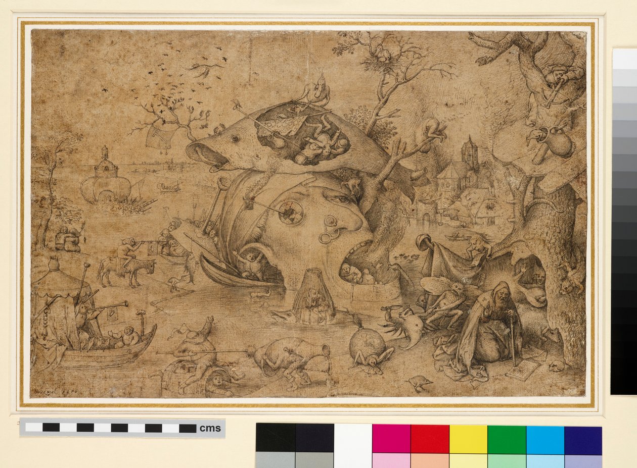 Pyhän Antoniuksen kiusaus, 1556 (kynä ja intialainen mustetta paperilla) tekijältä Pieter Bruegel the Elder