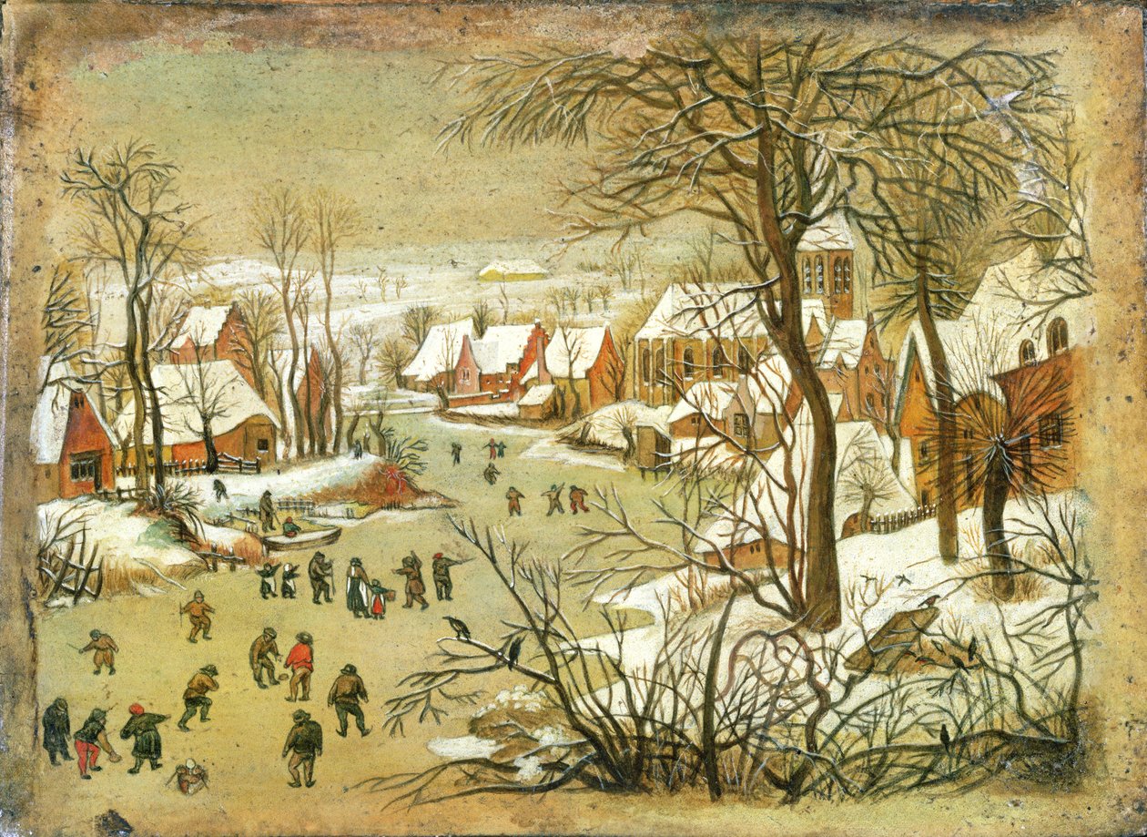 Talvimaisema hahmoineen jäätyneellä joella tekijältä Pieter Bruegel the Elder