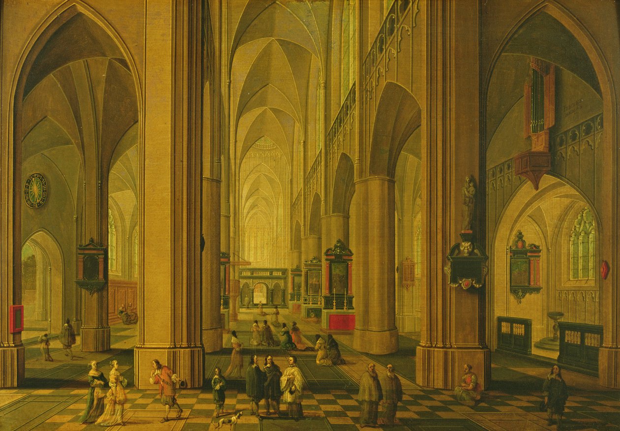 Antwerpenin kirkon sisätiloja, noin 1660 tekijältä Pieter the Elder Neeffs