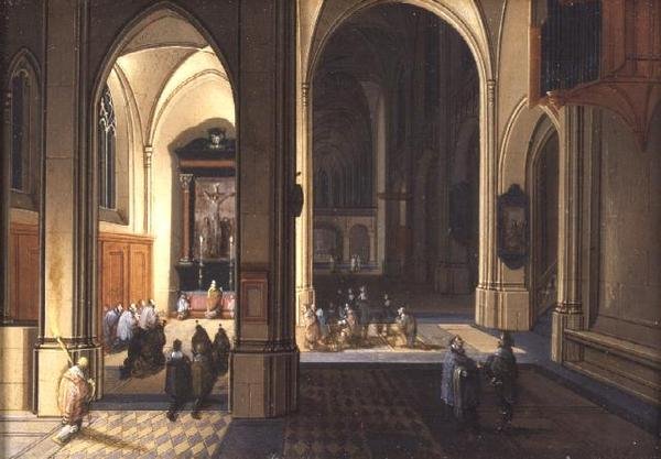 Goottilaisen kirkon sisustus (öljy kuparille) tekijältä Pieter the Elder Neeffs