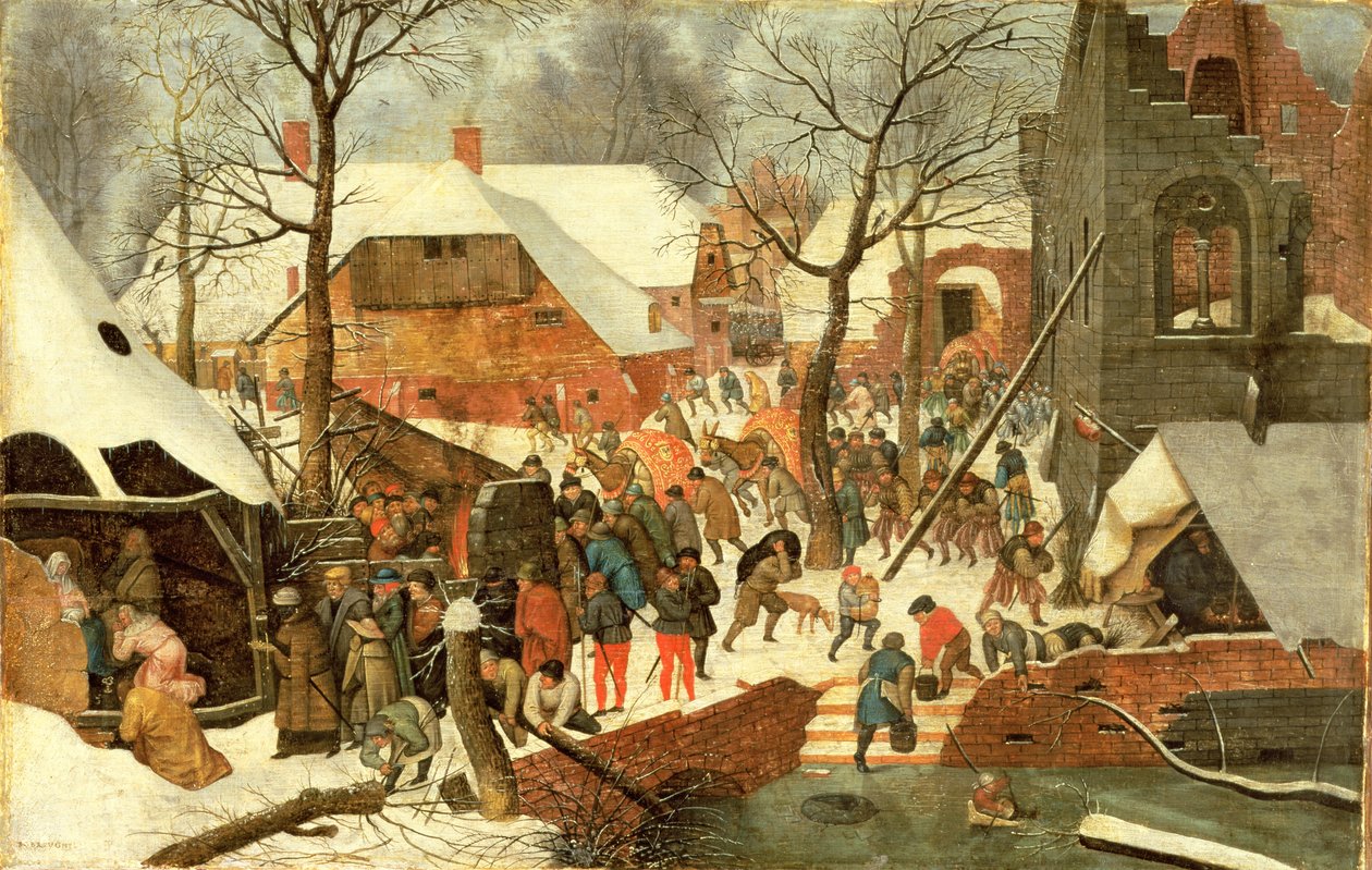 The Adoration of The Magi (öljy kankaalle, siirretty paneelilta) (katso myös 15802 ja 69449) tekijältä Pieter Brueghel the Younger