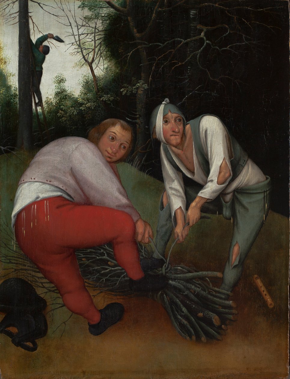 Kaksi talonpoikaa sitoo pedia (paneeli) tekijältä Pieter Brueghel the Younger