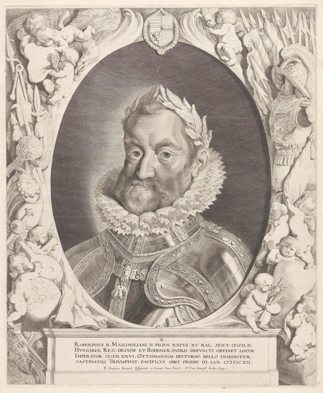 Porträt des Kaisers Rudolph II mit Lorbeerkranz tekijältä Pieter van Sompel