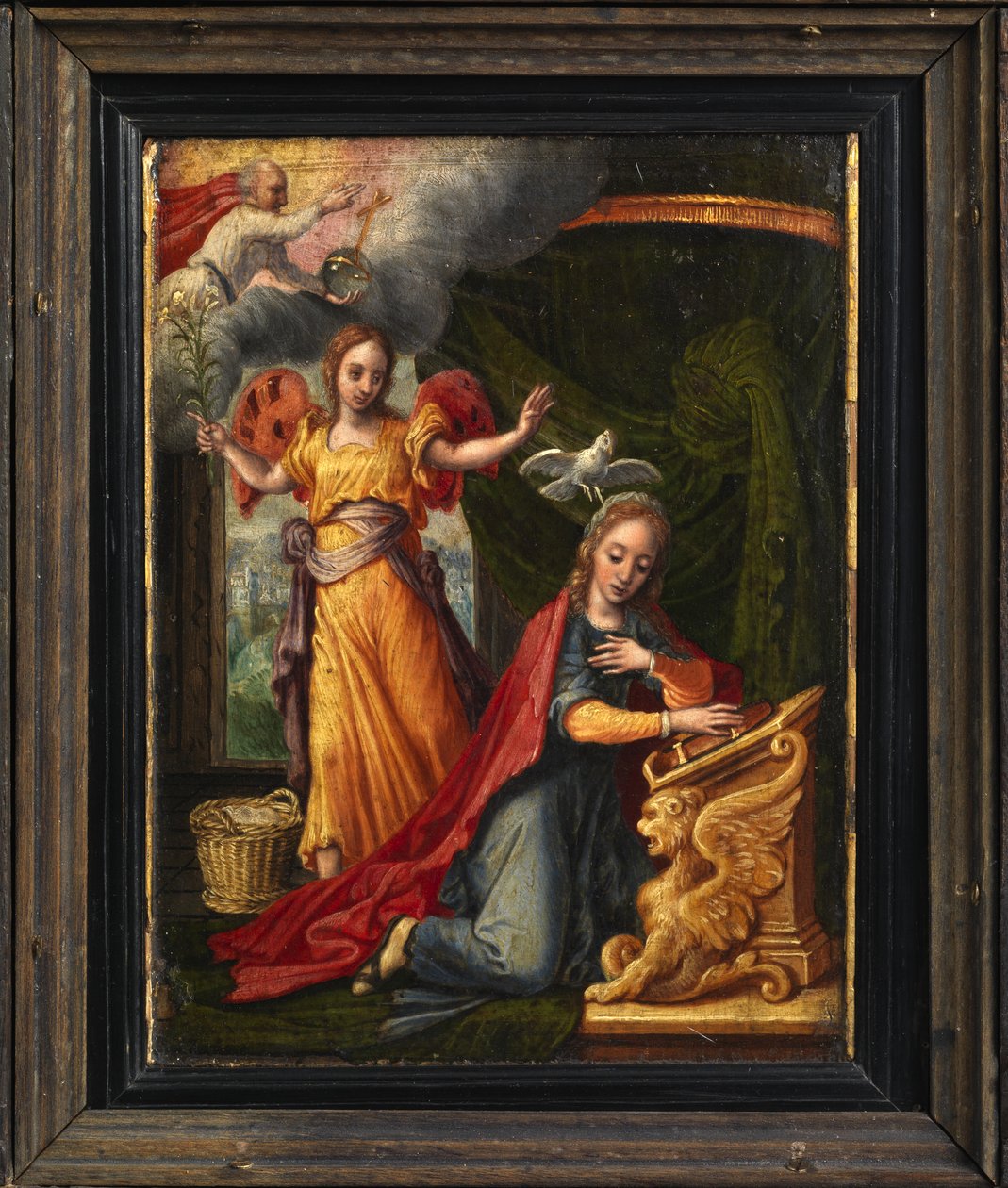 Ilmoitus (recto): yksityiskohta, n. 1530 (maali paneelissa) tekijältä Pieter Aertsen