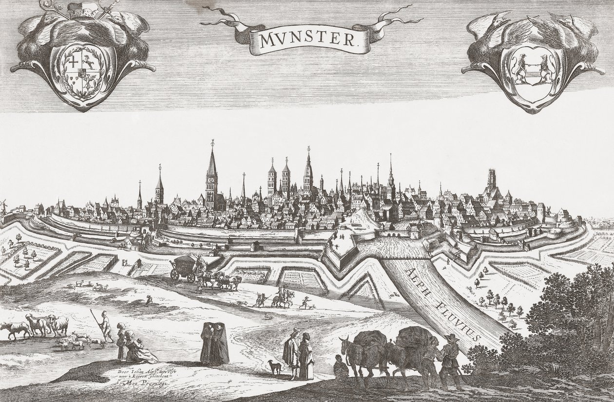 Munsterin panoraama, Saksa (painettu) tekijältä Pieter (after) Nolpe