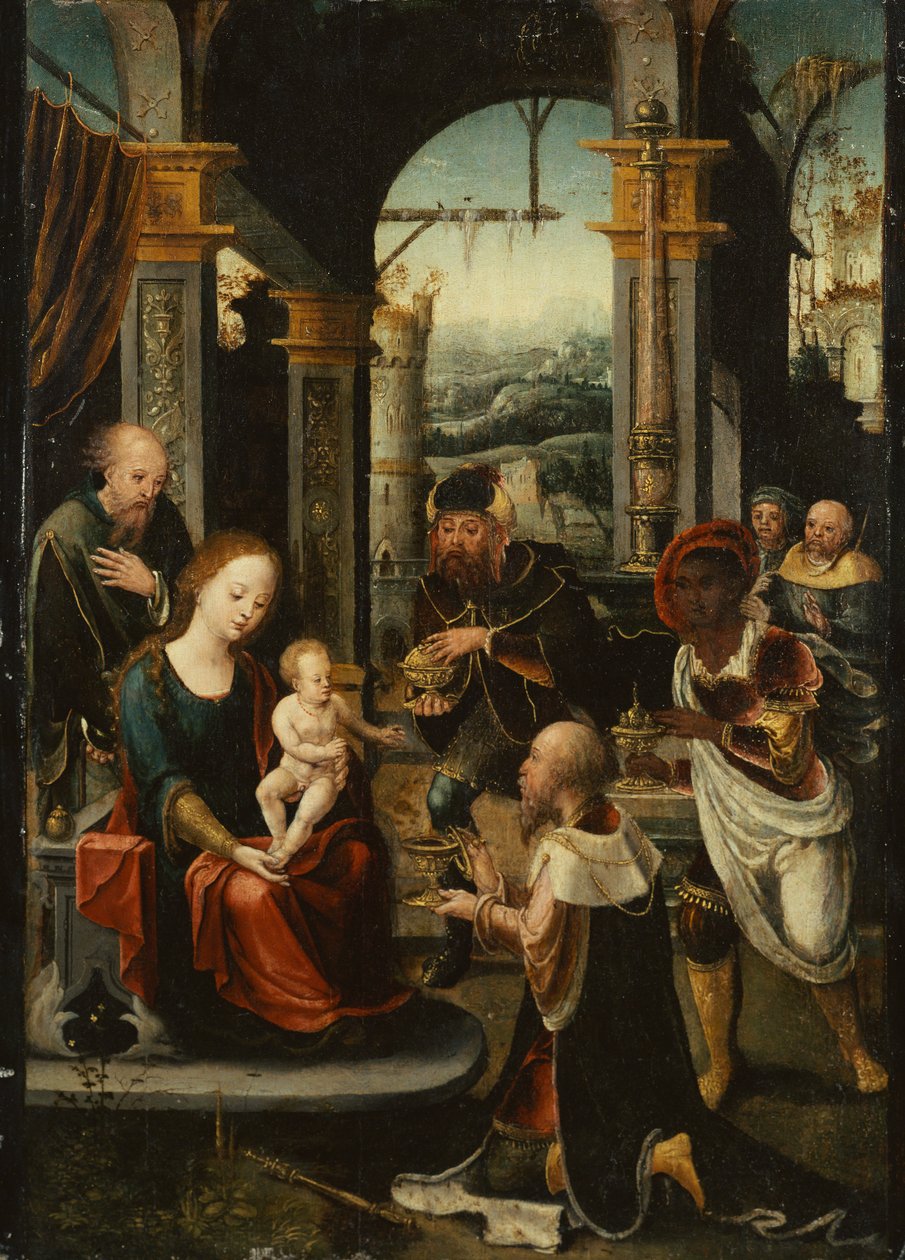 The Adoration of the Kings (öljy paneelissa) tekijältä Pieter (attr. to) Coecke van Aelst