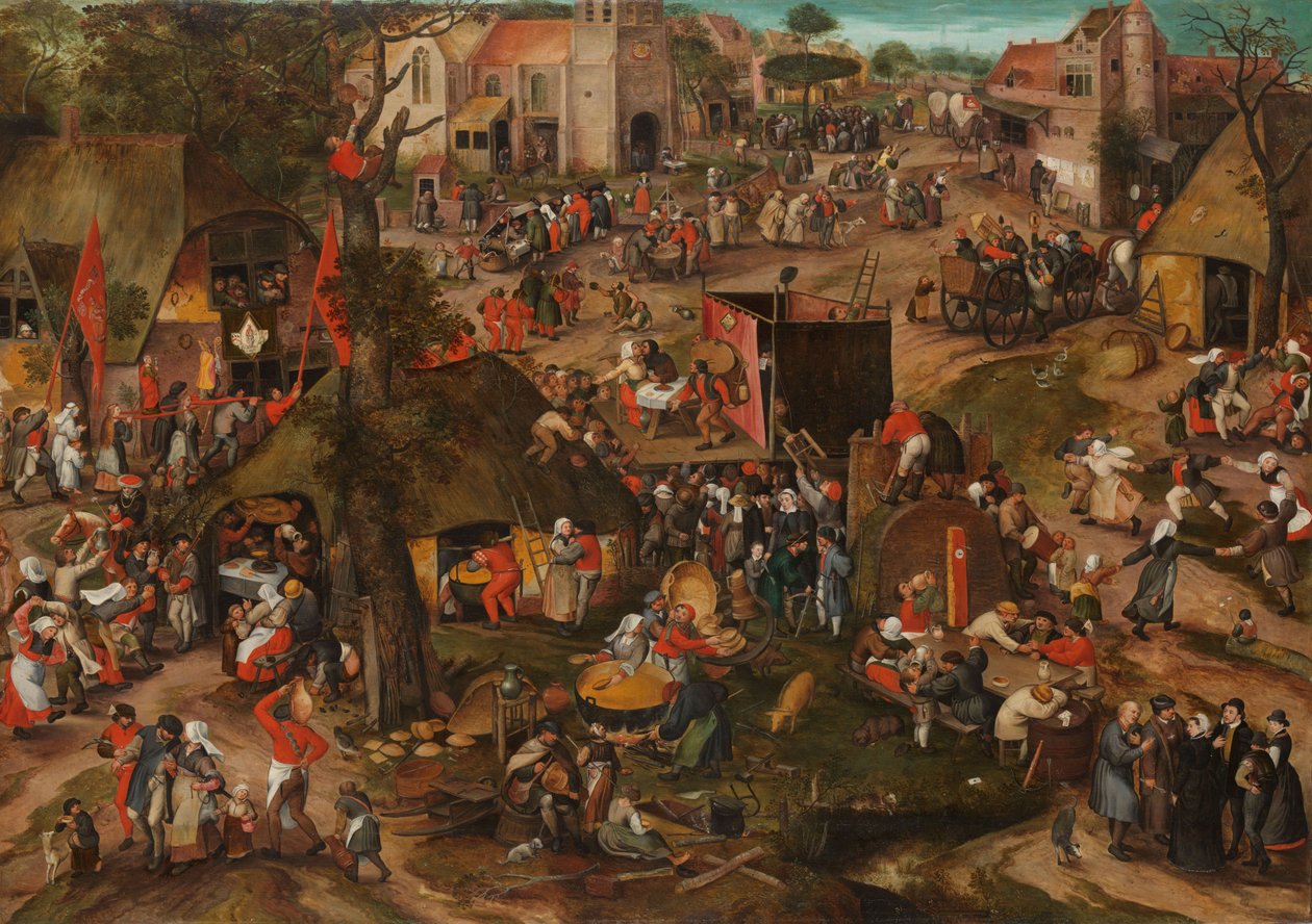 Flanderin kermis, joka esittää farssin "Een cluyte van Plaeyerwater", n. 1570 tekijältä Pieter Balten