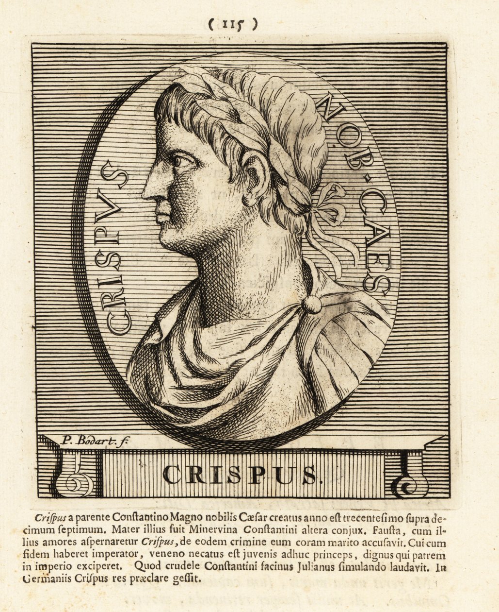 Flavius Julius Crispus, Rooman keisari Konstantinus Kreikan poika, 1724 (kaiverrus) tekijältä Pieter Bodart