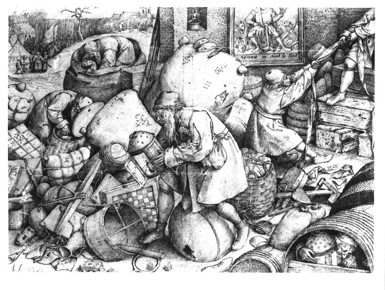 Jokamies, kaiverrettu Hieronymus Cock (n. 1510-70) n. 1558 tekijältä Pieter Bruegel the Elder