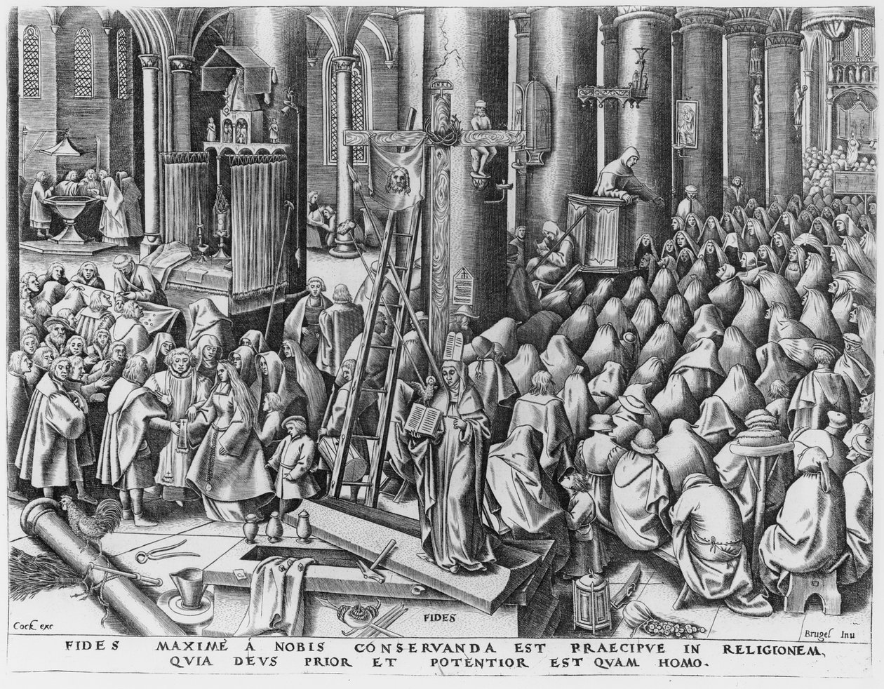 Usko, Hieronymus Cockin kaiverrus (n.1510-70) tekijältä Pieter Bruegel the Elder
