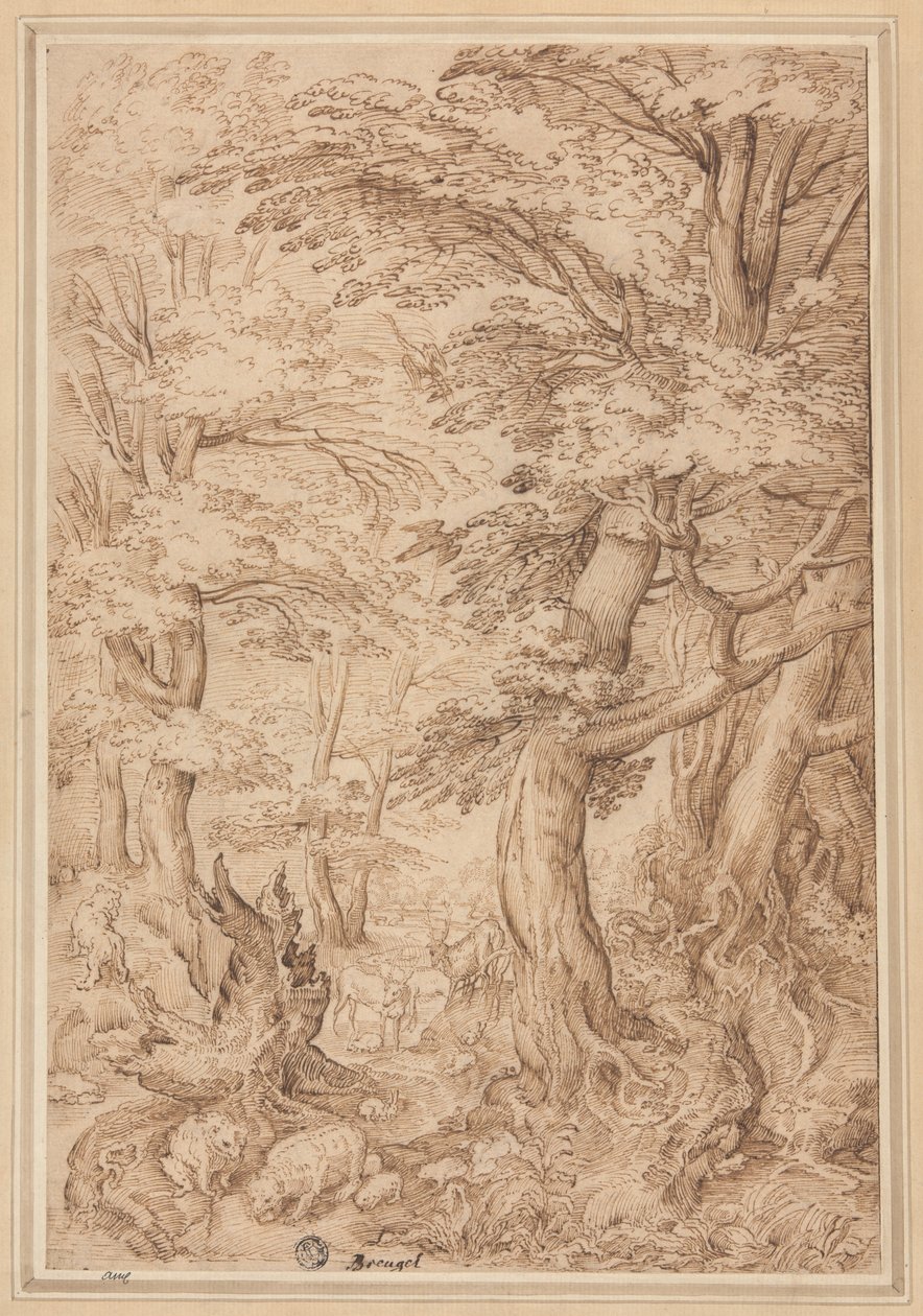 Metsä maisema villieläinten kanssa tekijältä Pieter Bruegel the Elder