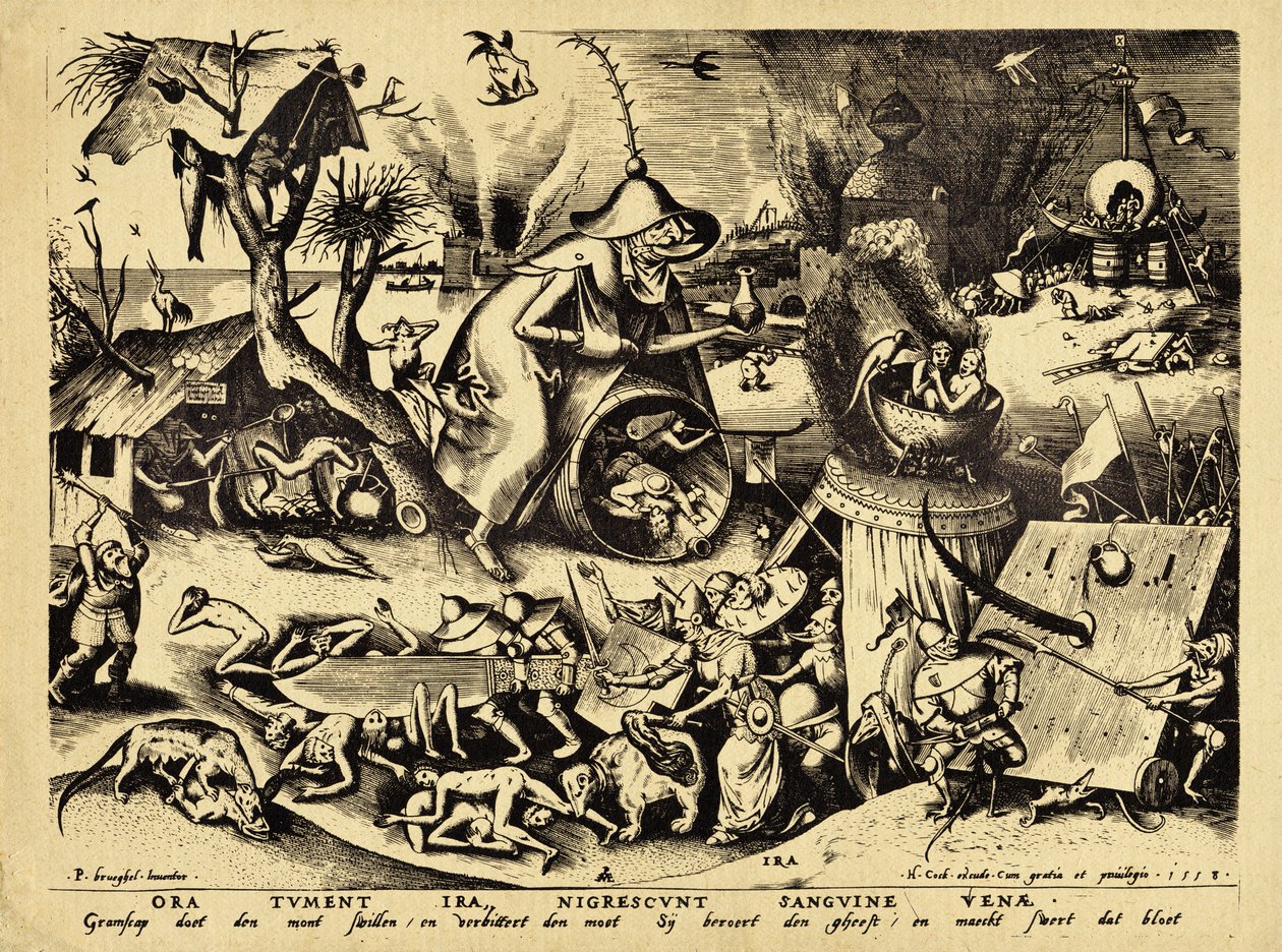 Ira, kaiverrus H. Cock, 1558 (puukaiverrus) tekijältä Pieter Bruegel the Elder