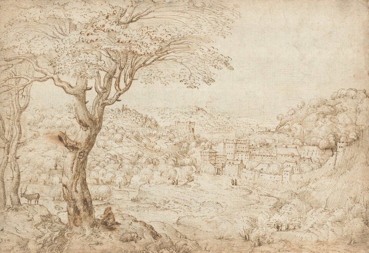 Maisema Pyhän Hieromuksen katumuksen kanssa tekijältä Pieter Bruegel the Elder