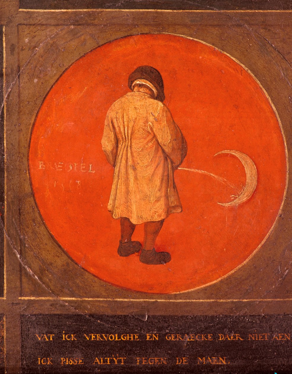 Mitä tahansa teenkin, en tee parannusta, vaan kusen kuuta vastaan, c1558-1560 tekijältä Pieter Bruegel the Elder