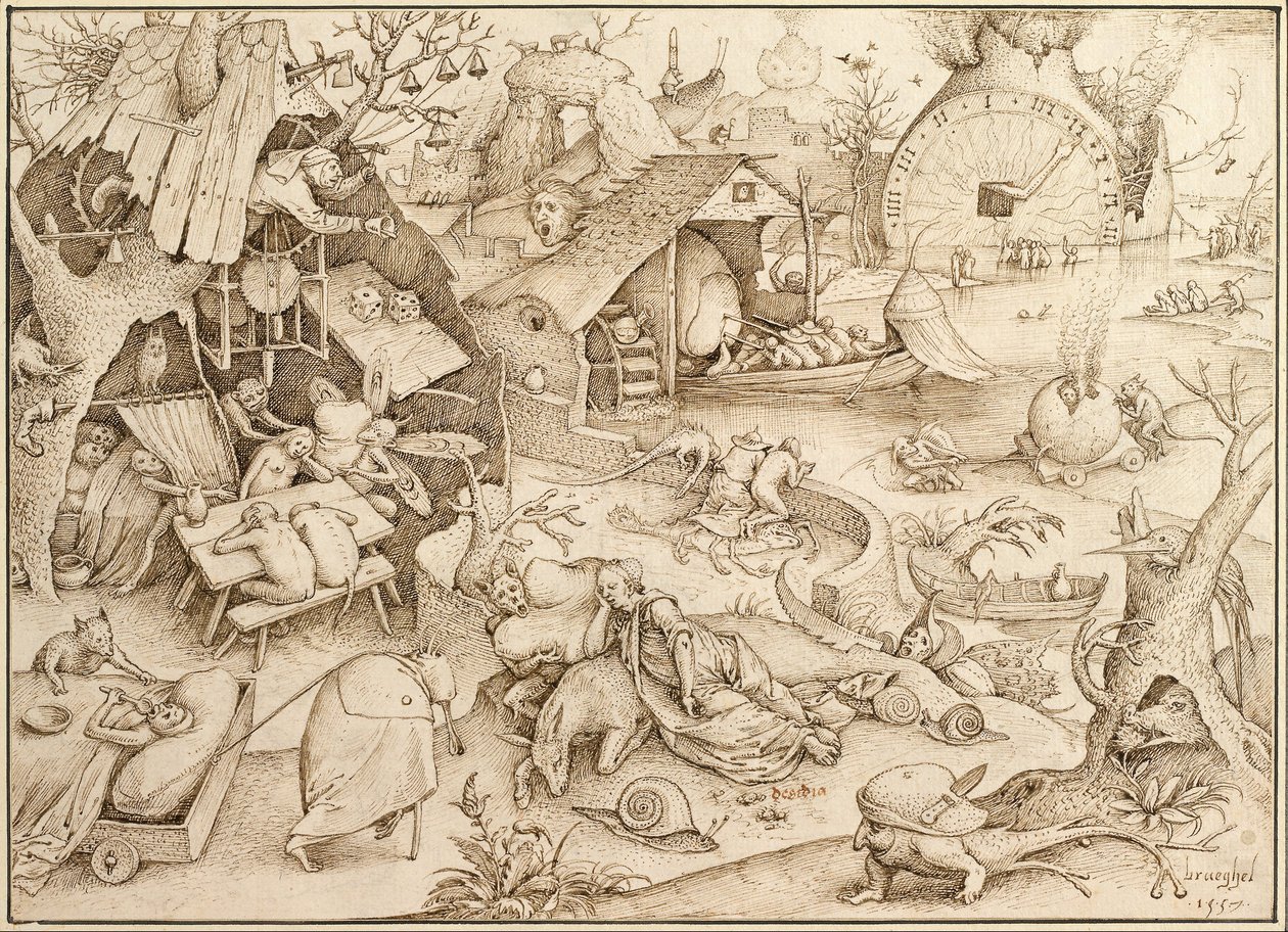 Desidia (laiskiainen), 1557 tekijältä Pieter Bruegel the Elder