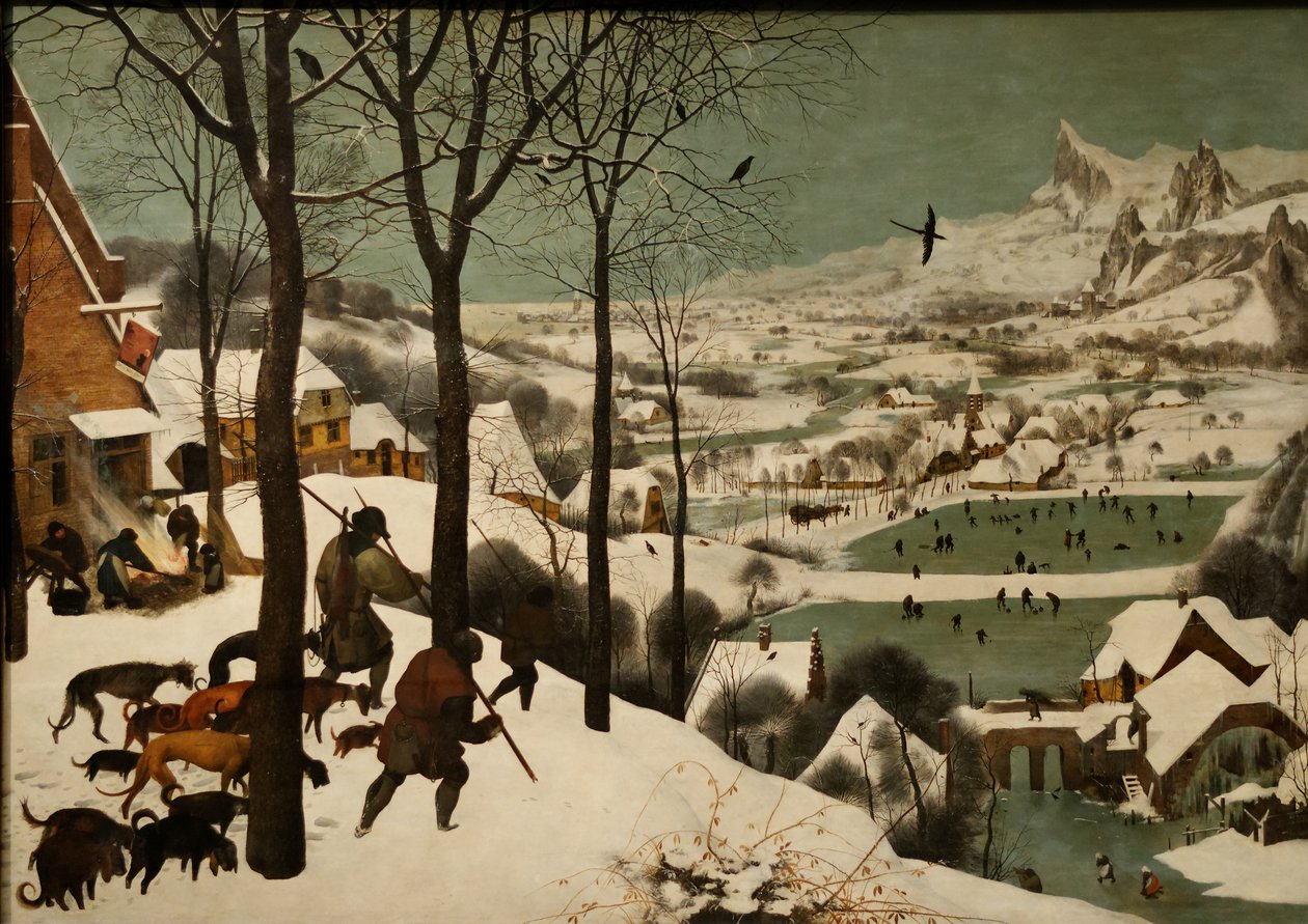 Saksa: Jäger im Schnee (Talvi) kuukausikierto, kohtaus: Jäger in the Snow (tammikuu) tekijältä Pieter Brueghel the Elder