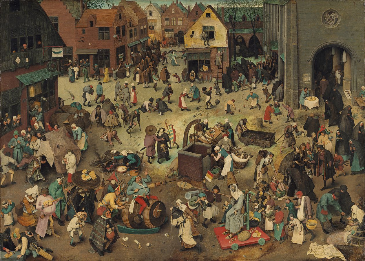 Saksa: Kampf zwischen Fasching und Fasten Karnevaalin ja paastonajan välinen taistelu tekijältä Pieter Brueghel the Elder