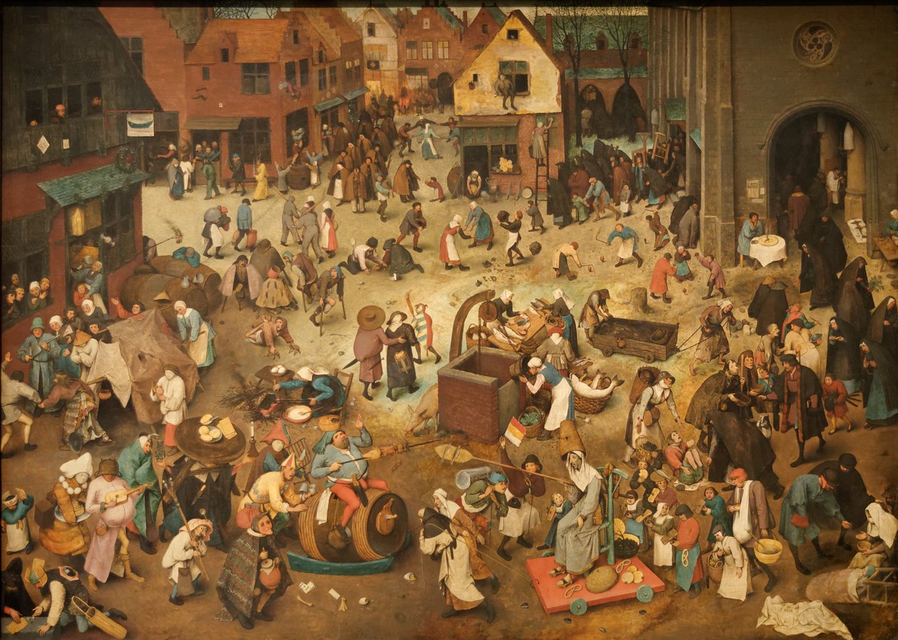 Saksa: Kampf zwischen Fasching und Fasten Karnevaalin ja paastonajan välinen taistelu tekijältä Pieter Brueghel the Elder