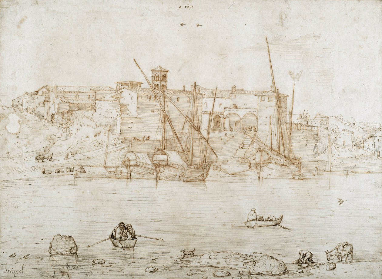 Näkymä Ripa Grandelle Roomassa tekijältä Pieter Brueghel the Elder