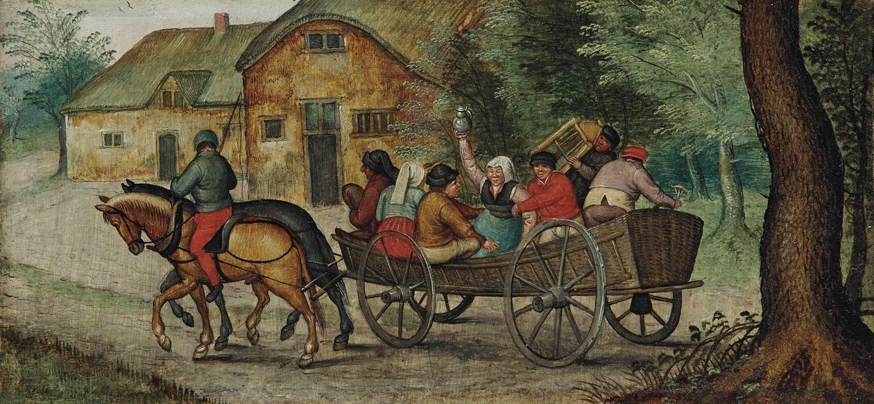 hollantilainen: Talonpojat vaunuissa Talonpojat avoimissa vaunuissa tekijältä Pieter Brueghel the Younger