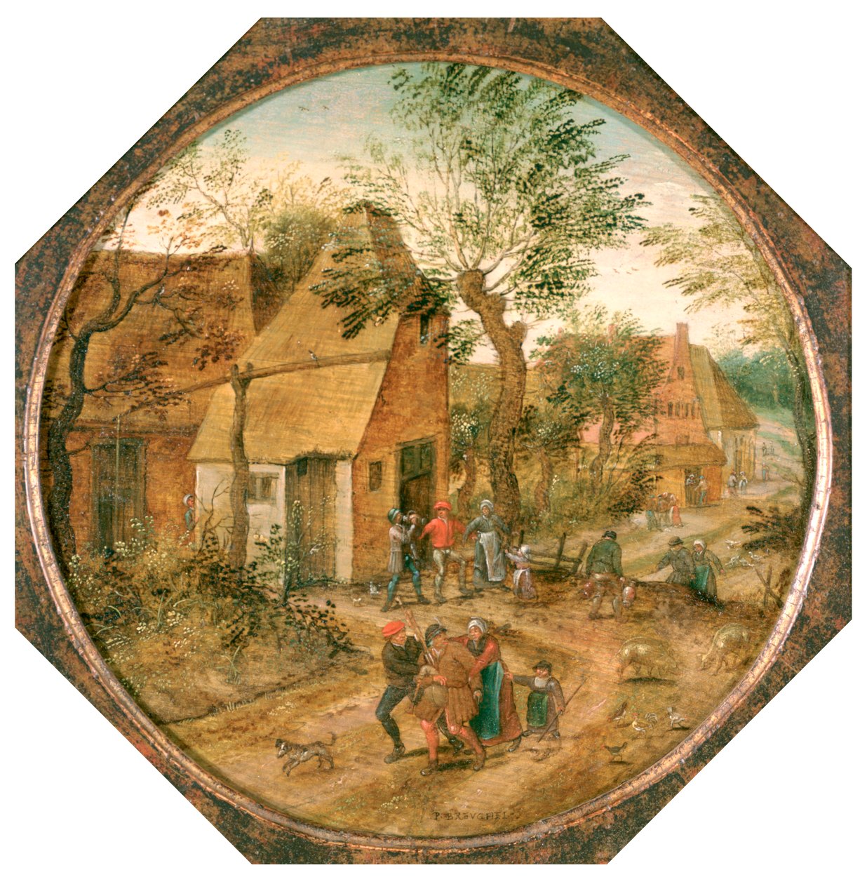 Kulku kylän läpi, c1584-1637 tekijältä Pieter Brueghel the Younger