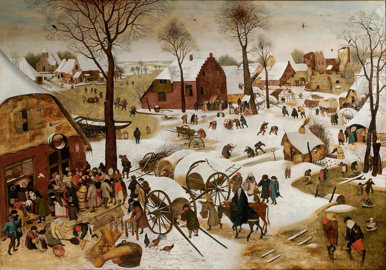 Betlehemin väestölaskenta Numerointi Betlehemissä, 1600-luvun alku. tekijältä Pieter Brueghel the Younger