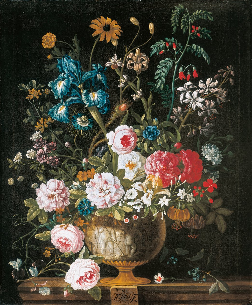 Kesäkuussa The Twelve Monthve of Flowers -kukkikalenterista asetelmia tekijältä Pieter Casteels