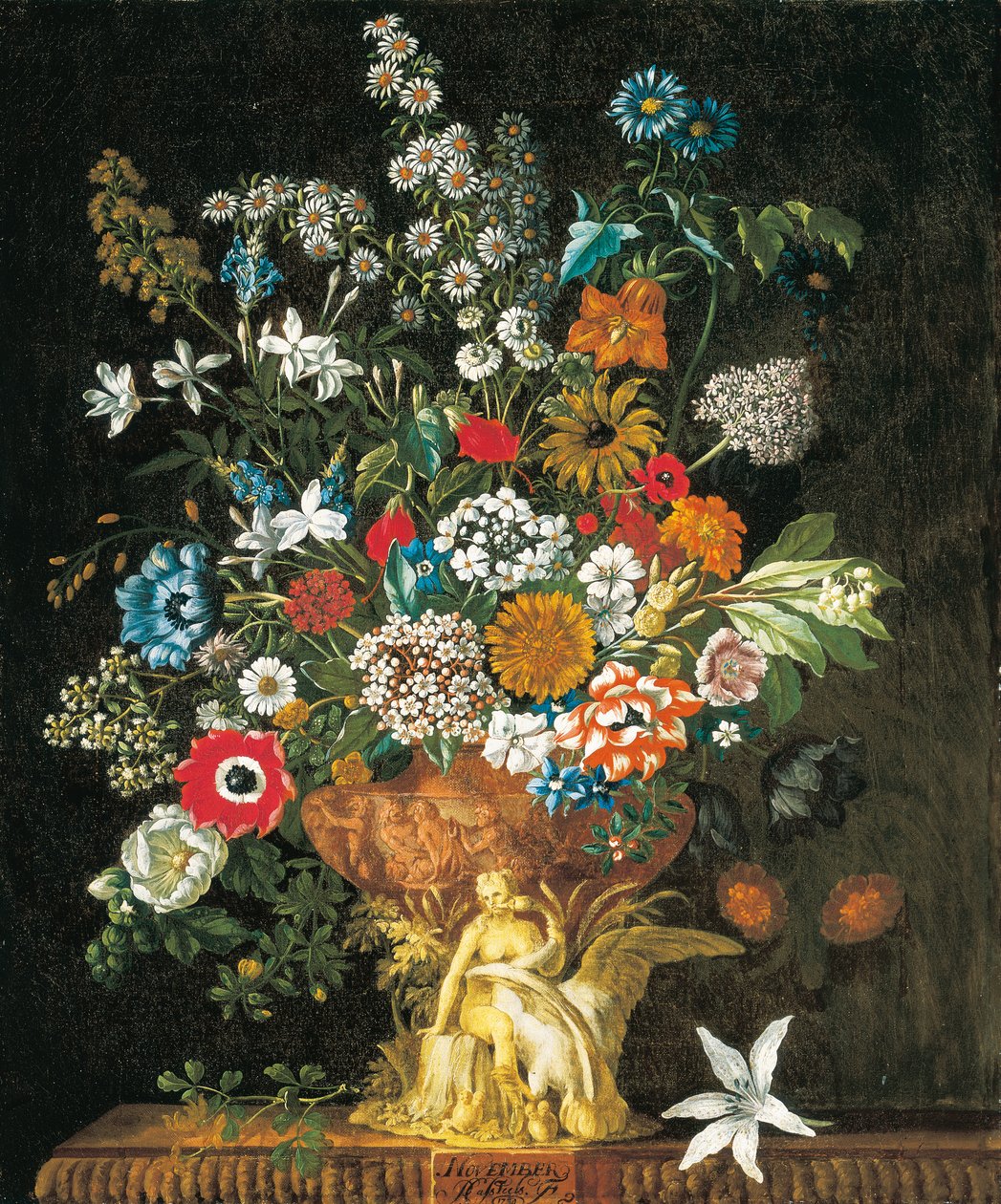 marraskuuta The Twelve Monthve of Flowersista, asetelmien kukkakalenterista tekijältä Pieter Casteels