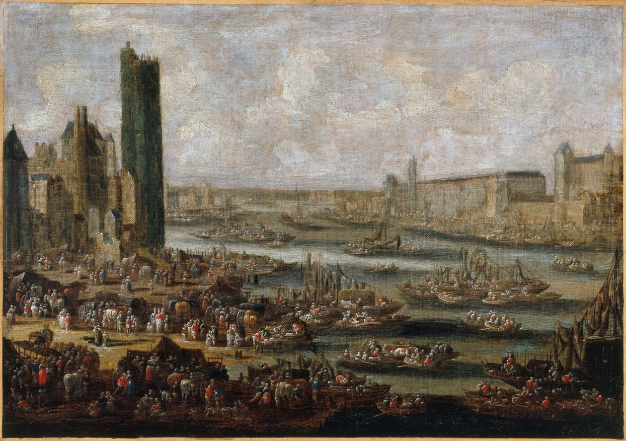 Tour de Nesle ja Louvre, noin 1650, noin 1650 (öljy kankaalle) tekijältä Pieter Casteels
