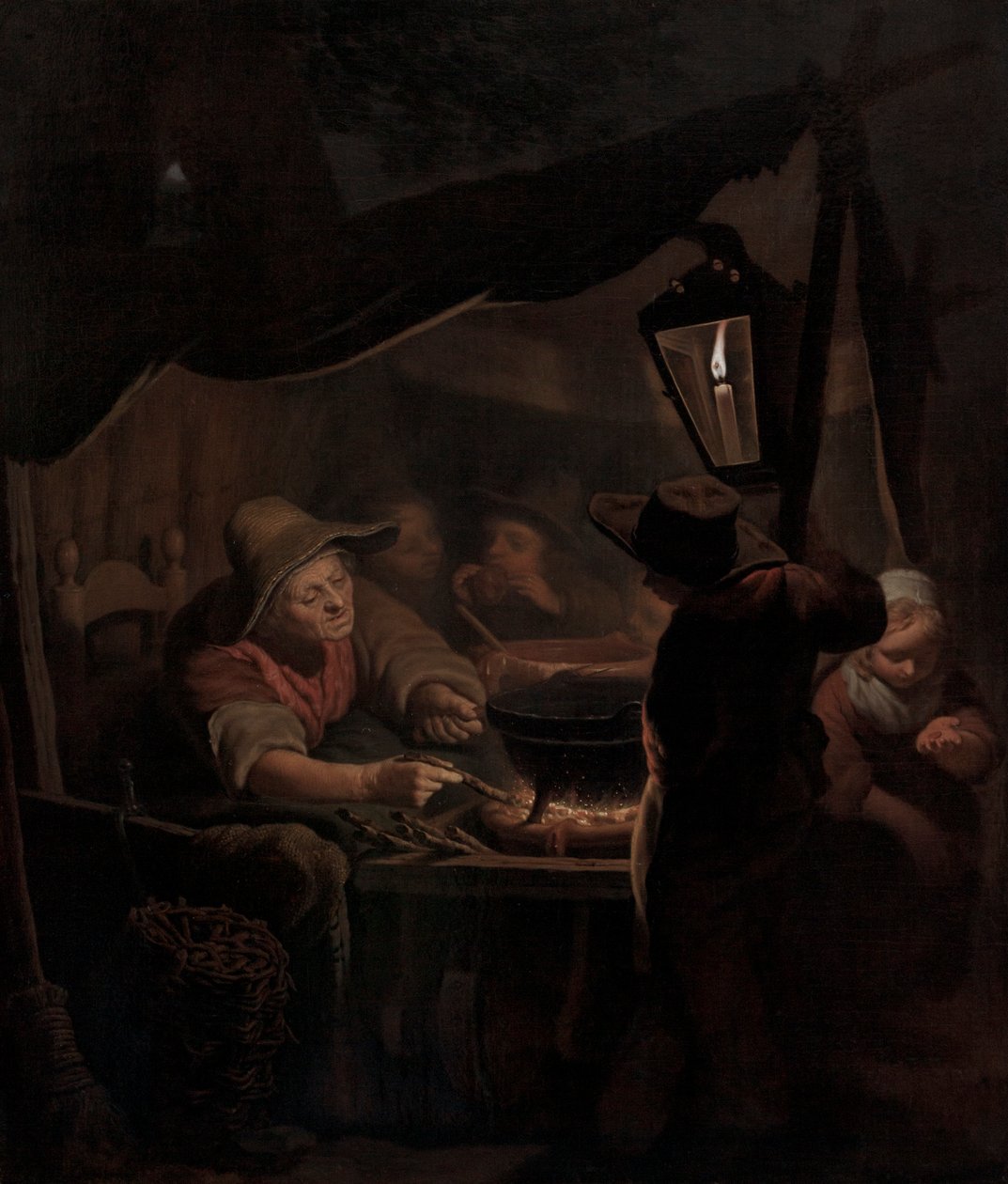 Donitsintekijä kynttilänvalossa, 1815 tekijältä Pieter Christoffel Wonder