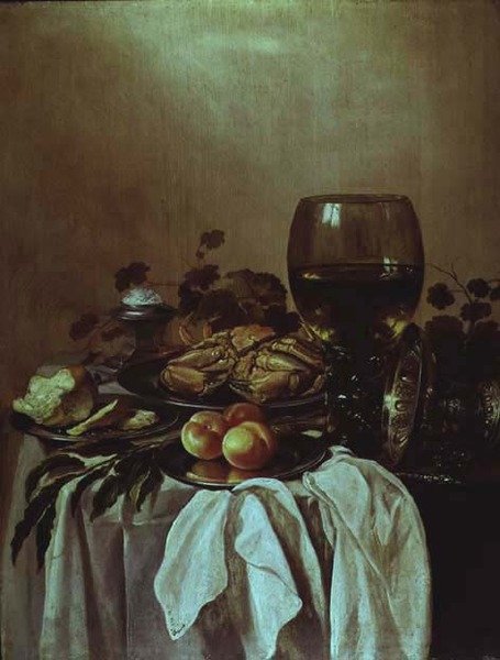 Asetelma rapujen kanssa tekijältä Pieter Claesz