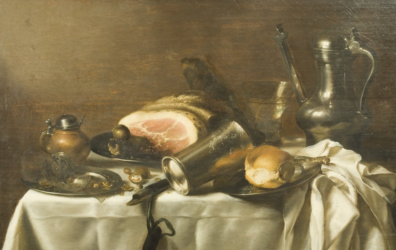 Asetelma kinkun kanssa (öljy kankaalle) tekijältä Pieter Claesz
