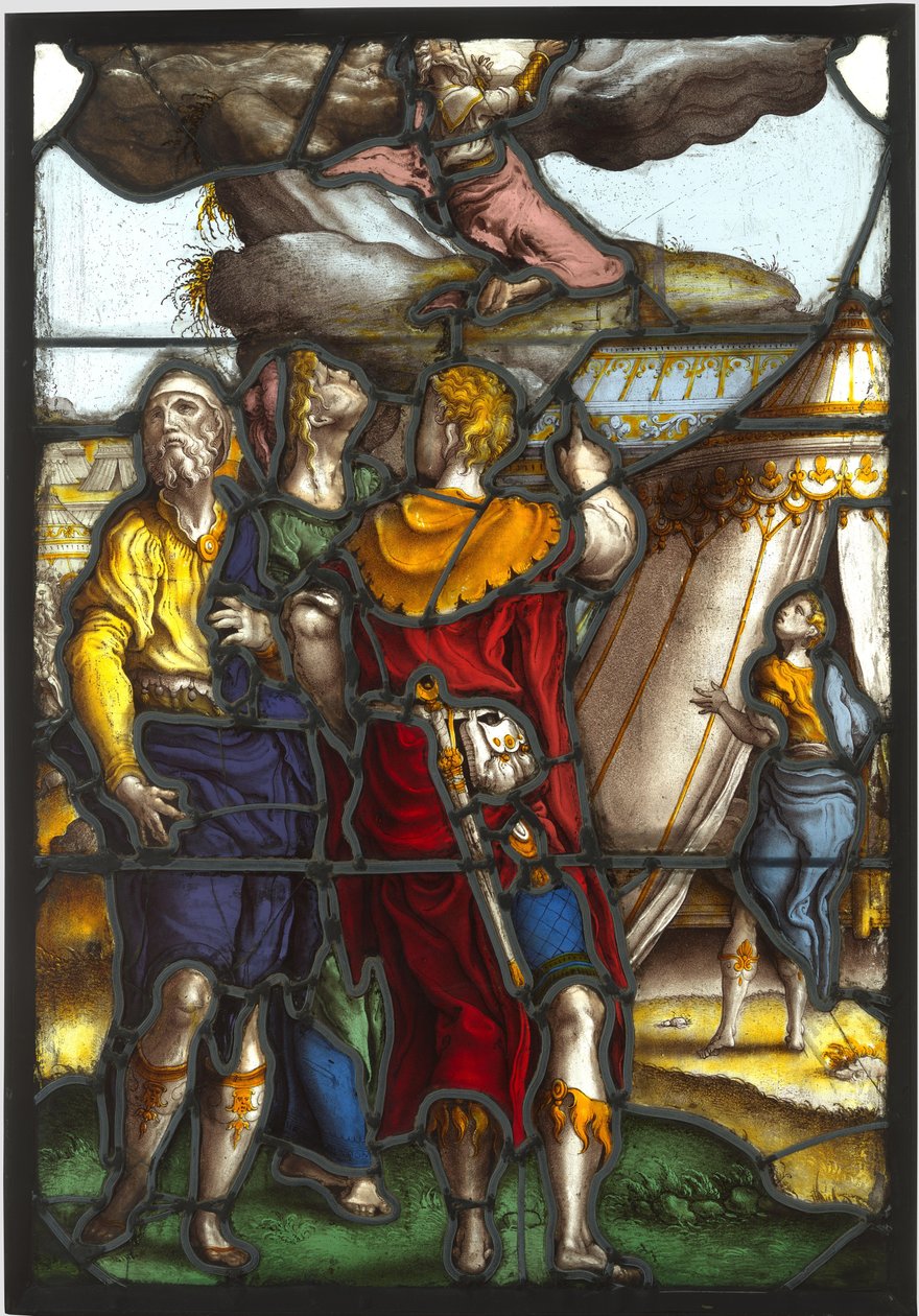 Ikkuna, joka kuvaa Moosesta Siinain vuorella tekijältä Pieter Coecke van Aelst (I) (circle of)