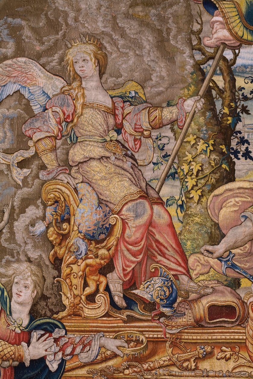 Flanderin kuvakudos. Sarja Seitsemän pääsyntiä: Turhamaisuus (ylpeys). Sarjakuvapiirtäjä Pieter Coecke van Aelst. Brysselin ateljee. noin 1542-1544. tekijältä Pieter Coecke van Aelst