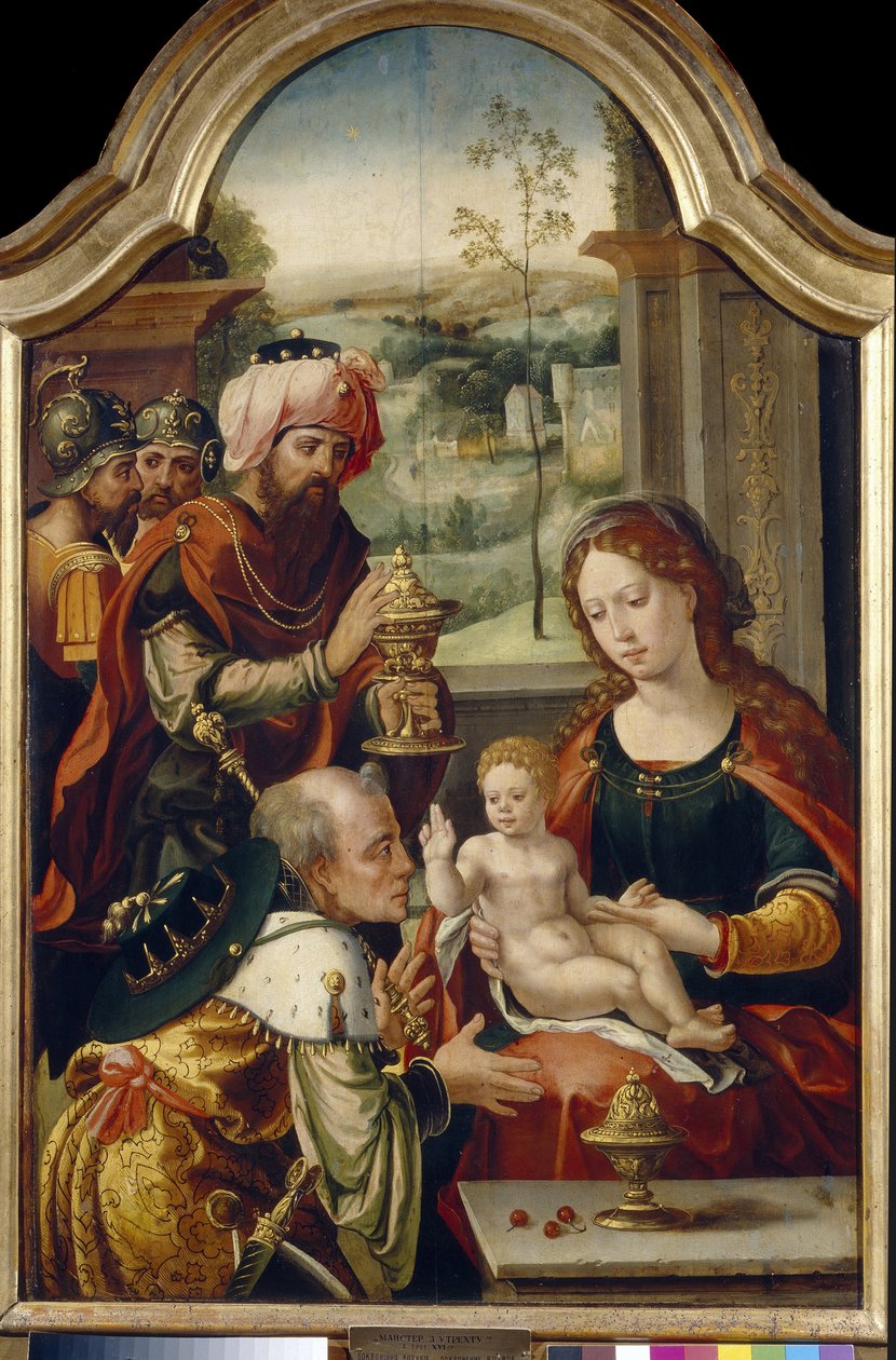 Maagien palvonta. Pieter Coecke van Aelst vanhemman (1502-1555) maalaus, öljy puulle, 1500-luvun ensimmäinen puolisko. Flanderin primitiivinen taide. Valtion taidegalleria, Lviv (Ukraina). tekijältä Pieter Coecke van Aelst
