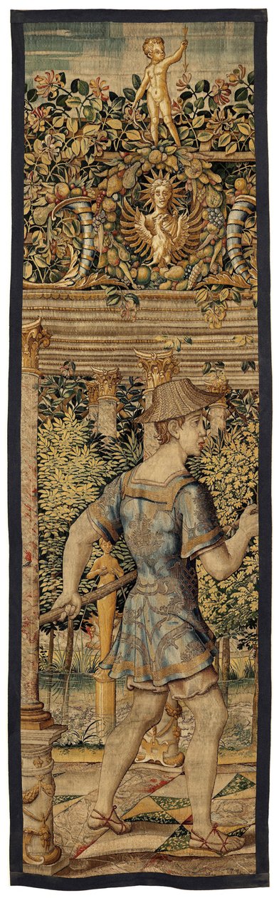 Vertumnus ja Pomona: Kalastajaksi muuttunut Vertumnus, n. 1550 (kulta, villa ja silkki) tekijältä Pieter Coecke van Aelst
