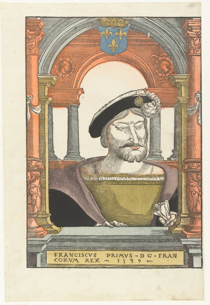 Muotokuva Francis I:stä 1494-1547, Ranskan kuningas, Bretagnen herttua, Provencen kreivi, 1539 tekijältä Pieter Coecke van Aelst