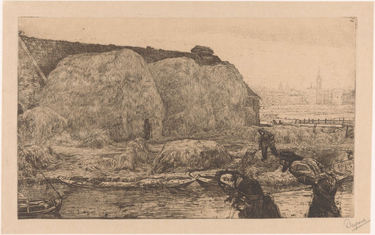 Maatila heinänsiruilla Jaagpadilla Amsterdamissa tekijältä Pieter Dupont (signed by artist)