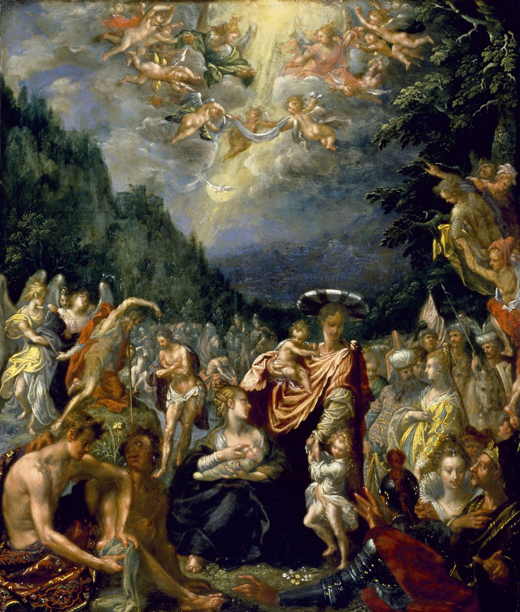 Kristuksen kaste, n. 1590 (öljy kuparille) tekijältä Pieter Fransz. Isaacsz.
