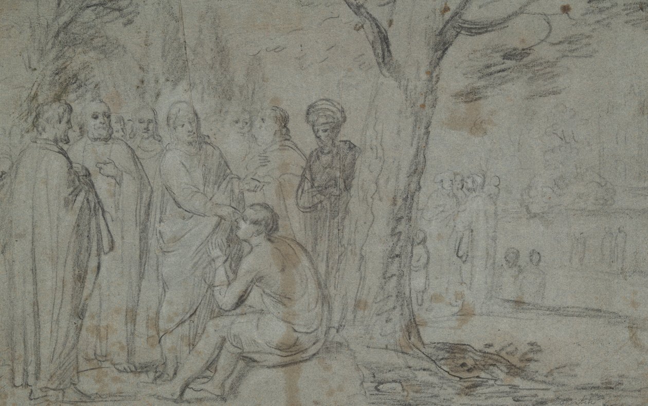 Kristus parantaa sokean miehen (recto); Venus ja Amor (käänteinen) tekijältä Pieter Fransz. de Grebber