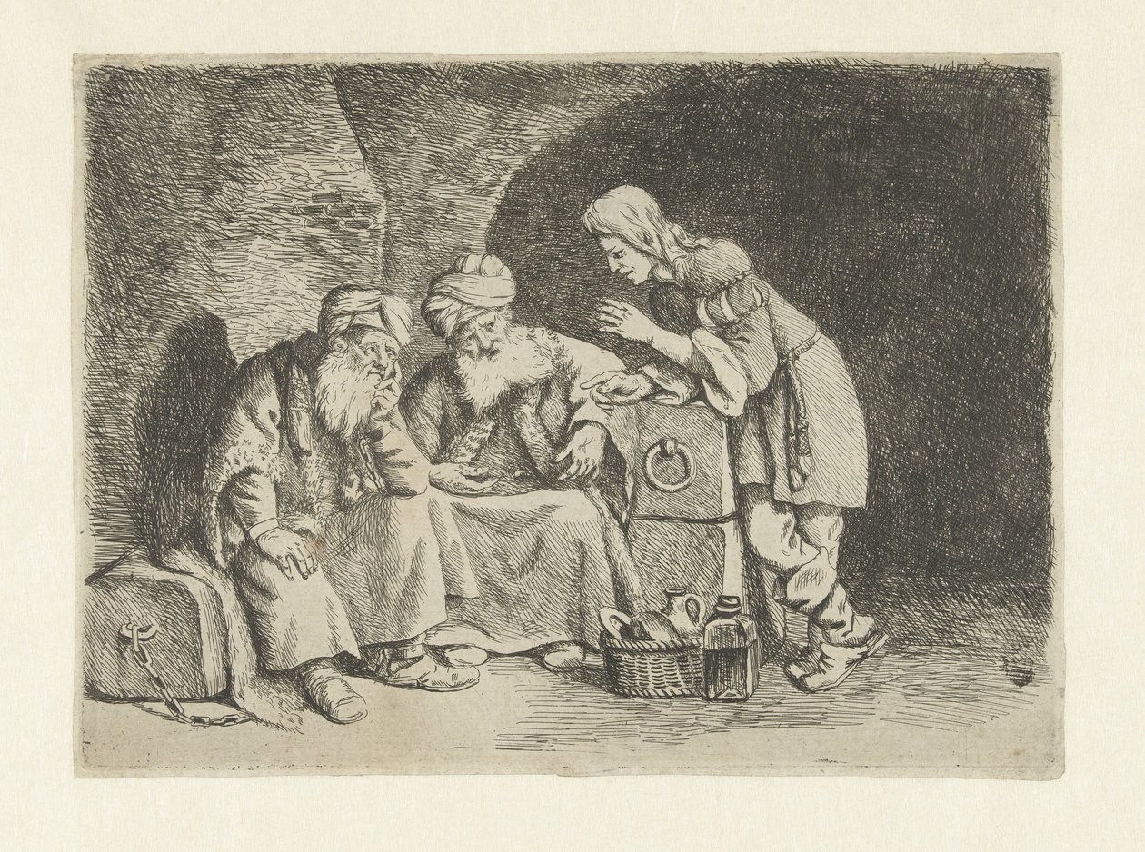 Joosef selittää leipurin ja juomanlaskijan unia tekijältä Pieter Fransz de Grebber