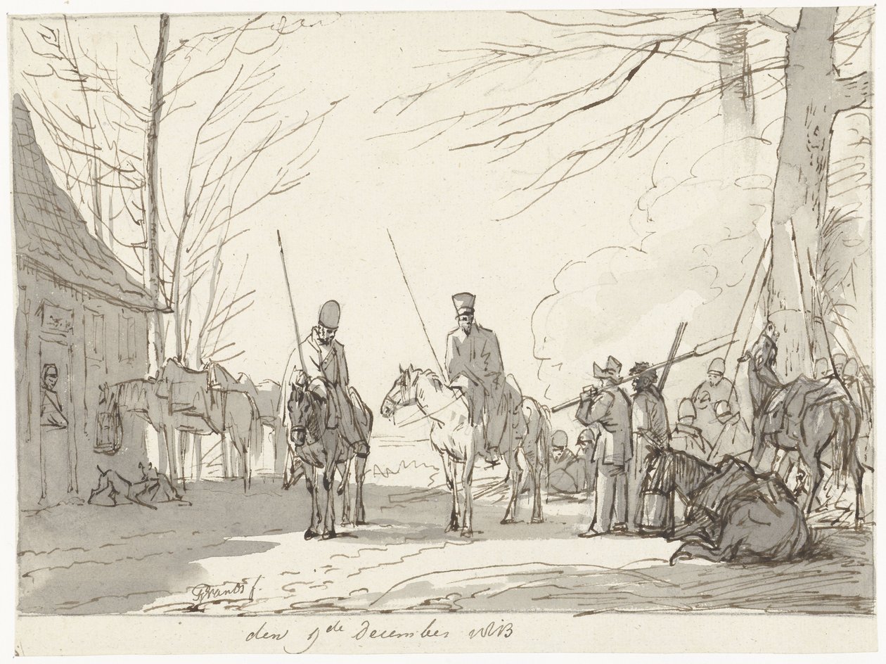 Kasakkojen bivouac, 9. joulukuuta 1813 tekijältä Pieter Gerardus van Os (signed by artist)