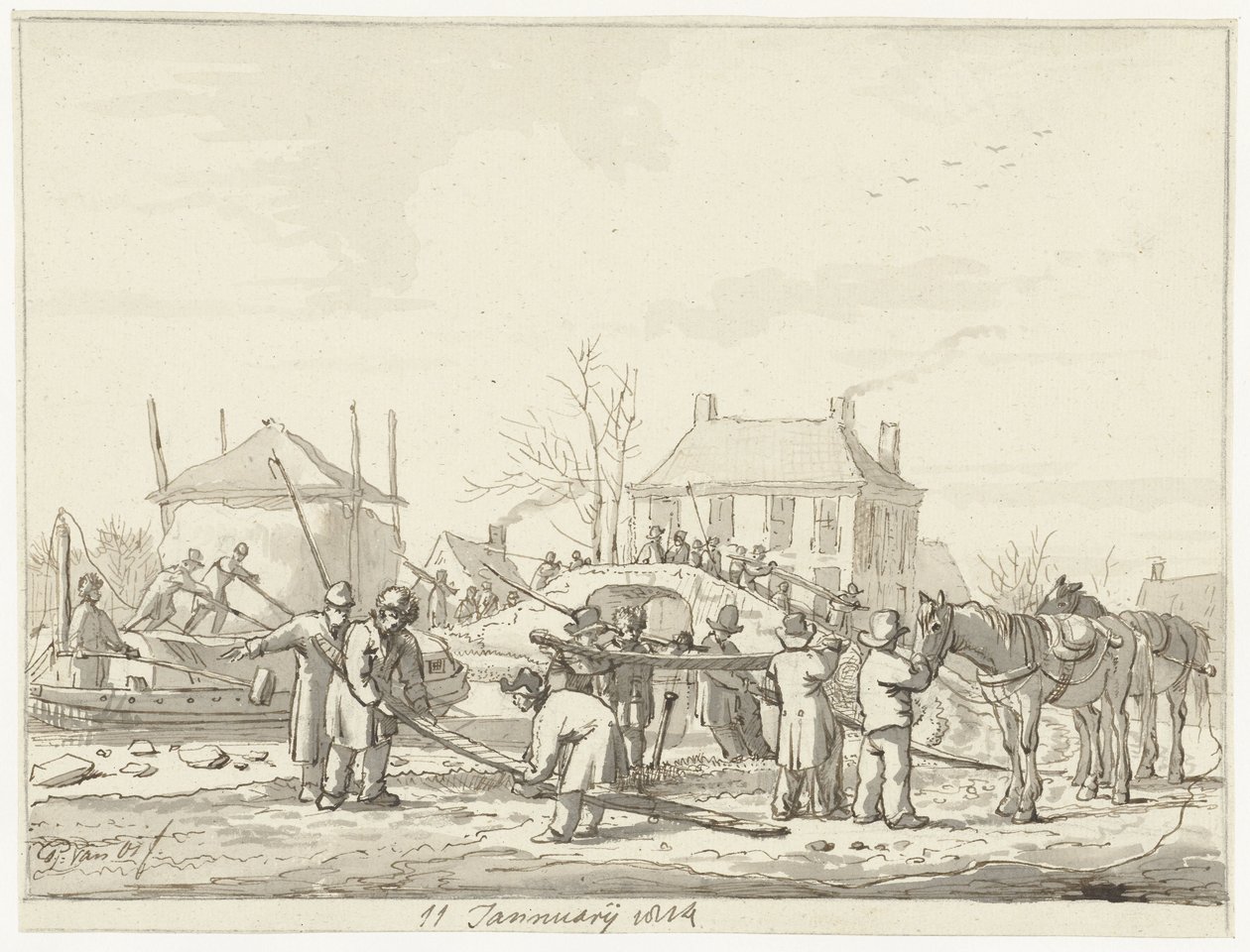 Kirnupiimäoja Naardenissa, 11. tammikuuta 1814 tekijältä Pieter Gerardus van Os (signed by artist)