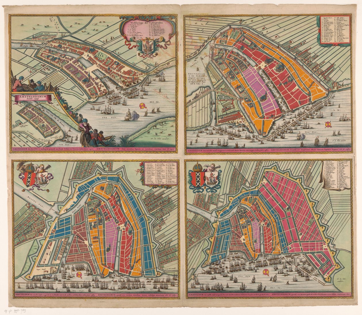 Neljä Amsterdamin karttaa vuosilta 1400-1612 Amsteldam soo het selve on ollut omhaynt (...) (otsikko esineessä) Amsterdamin toiseksi mael on ensin suurennettu kivellä Mueren inden jaere 1482 (...) (otsikko esineessä) Amsterdam neljäntenä tekijältä Pieter Hendricksz. Schut (possibly)