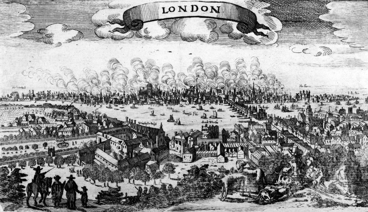 Lontoon suuren palon laajakuva vuodelta 1666 tekijältä Pieter Hendricksz Schut