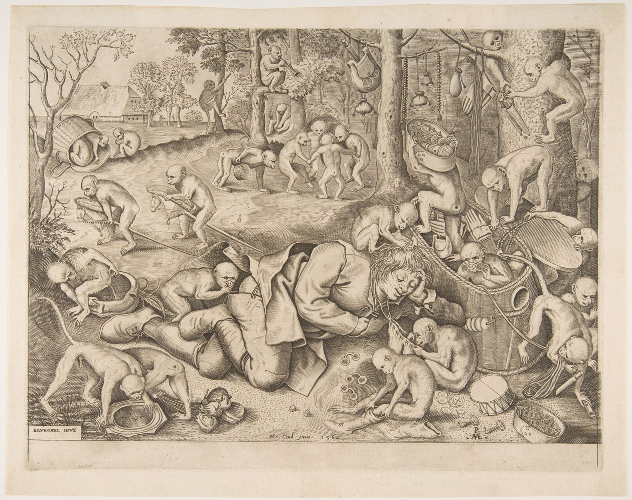 Apinoiden ryöstama kauppias, 1562 tekijältä Pieter Heyden van der
