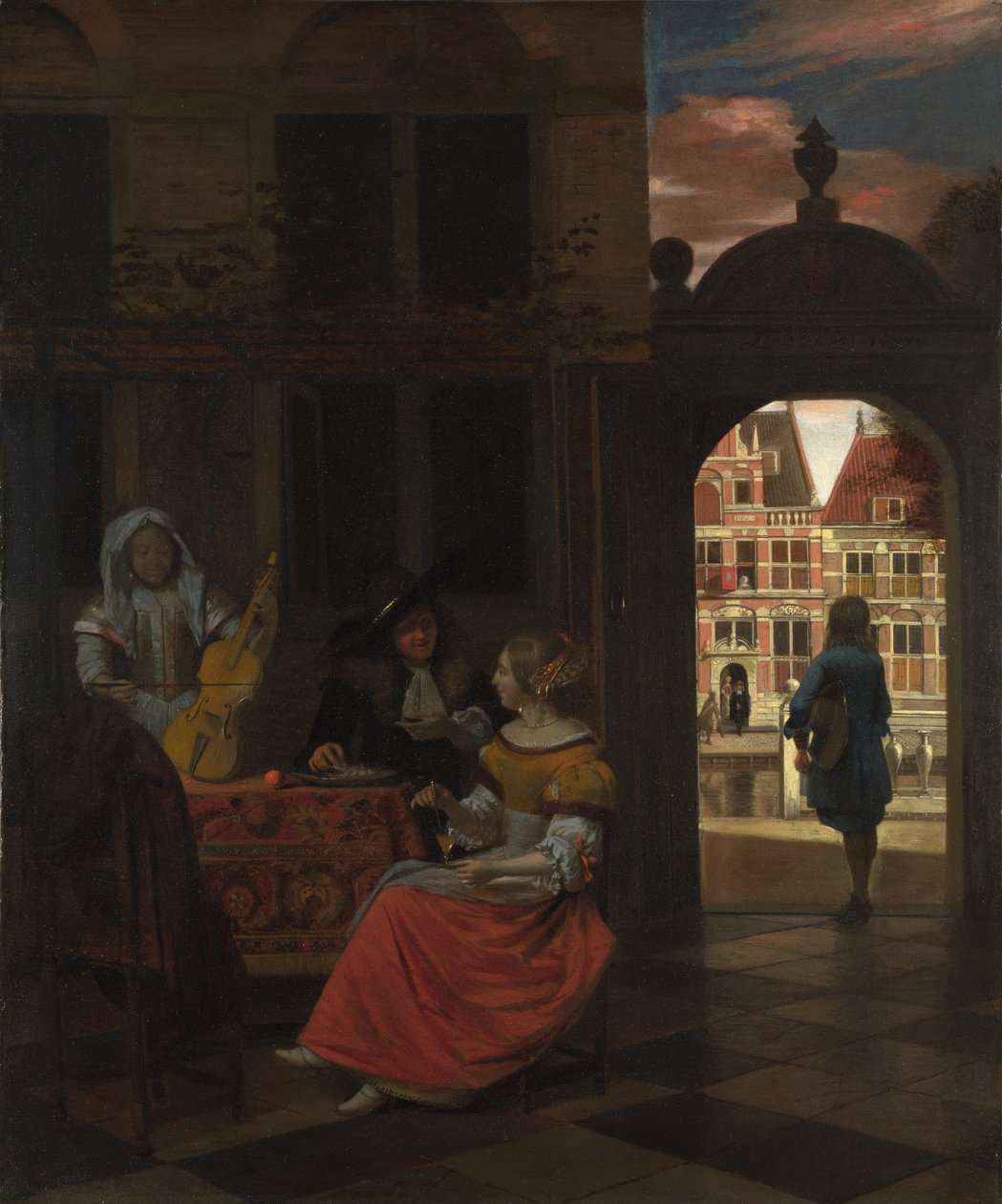 Musiikkijuhlat pihalla, 1677 tekijältä Pieter Hooch de