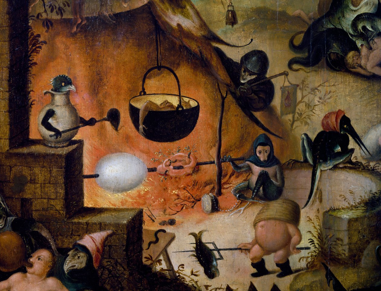 Helvetti, yksityiskohta Viimeisestä tuomiosta, n. 1554, Pieter Huysin maalaus (n. 1520-n. 1584), öljy paneelille tekijältä Pieter Huys