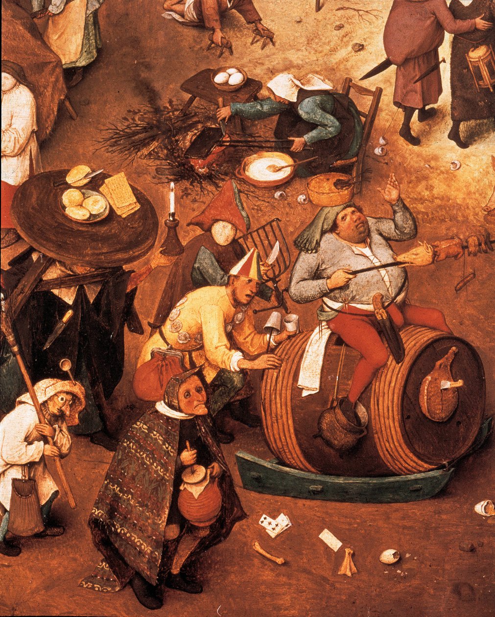 Taistelu karnevaalin ja paaston välillä, yksityiskohta tekijältä Pieter I Bruegel