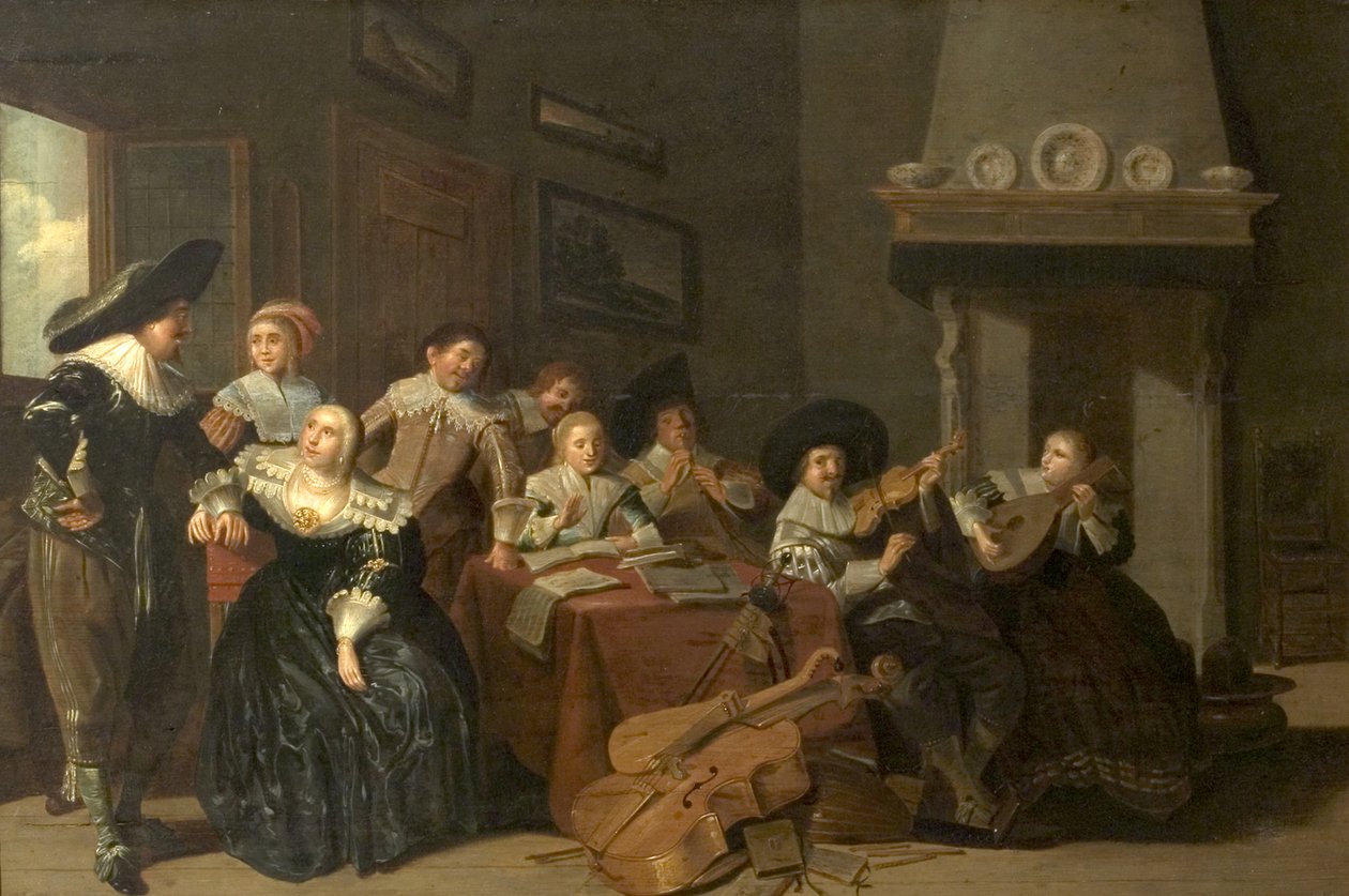 Musiikkijuhlat (öljy puulle) tekijältä Pieter Jacobsz (attr.to) Codde
